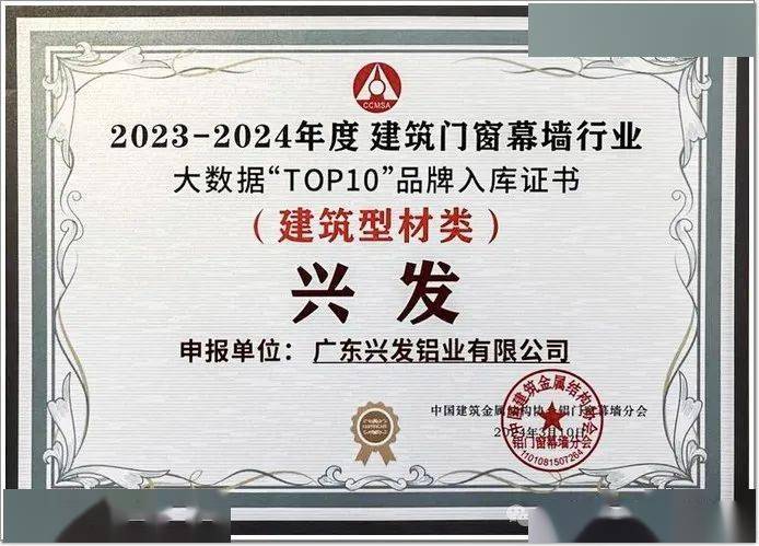 夺魁！兴发再次问鼎“建筑型材2024首选品牌”第１名PP电子 PP电子平台(图1)